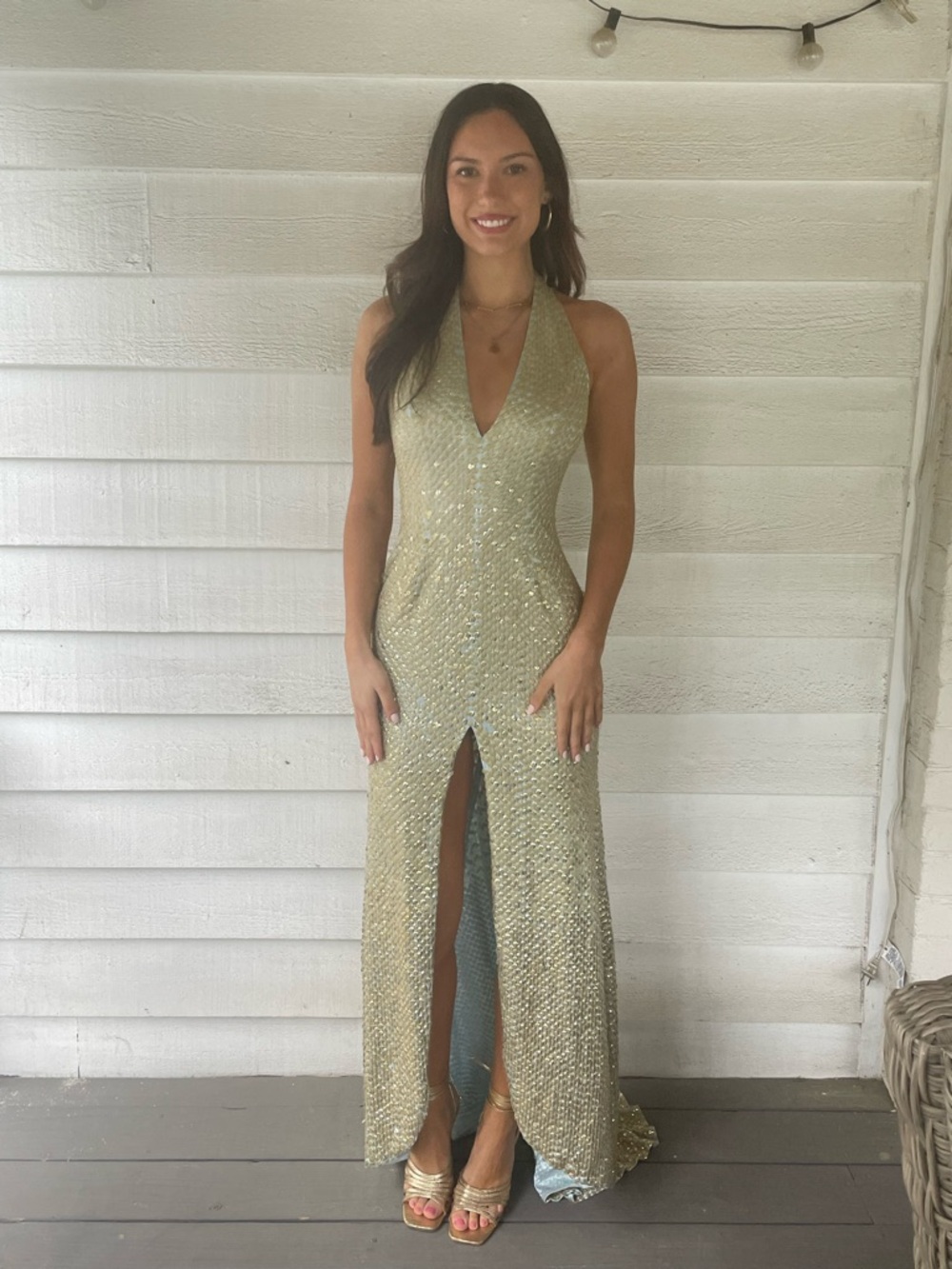 Jovani Sequin Gown, vintage, glamorous XS  Hollywood Halter flaws* - Picture 7 of 17